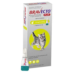 Bravecto Plus For Small Cats 112 Mg 2 6 To 6 2 Lbs Green 1 Doses