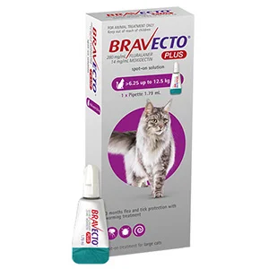 Bravecto Plus For Medium Cats 250 Mg 6 2 To 13 75 Lbs Blue 1 Doses