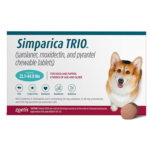 Simparica TRIO for Dogs 44.1-88 lbs (Green) (3 CHEWS)