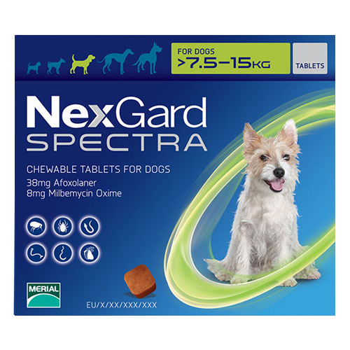 Nexgard Spectra Tab Medium Dog 16.5-33 Lbs Green 3 Pack