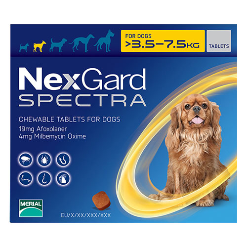 Nexgard Spectra Tab Small Dog 7.7-16.5 Lbs Yellow 3 Pack