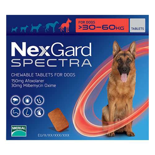 Nexgard Spectra Tab Xlarge Dog 66-132 Lbs Red 3 Pack